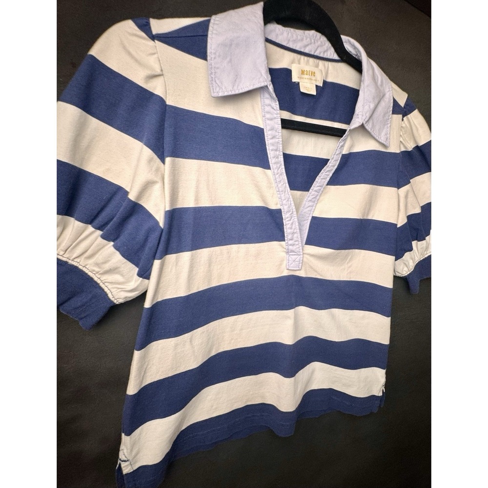 Maeve Anthropologie Puff-Sleeve Polo Top Size Small - Picture 7 of 8